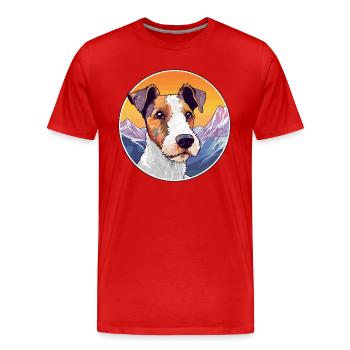 Foxterrier Glatte Hunderasse Cartoon Kawaii Waterc - Männer Premium Bio T-Shirt - Rot - Vorne - Damien (186cm)
