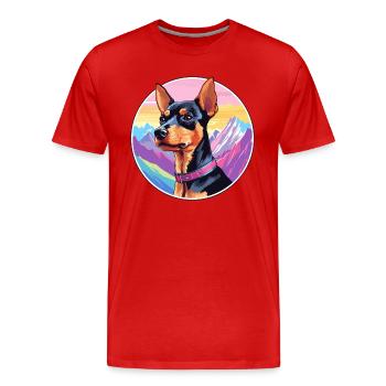 Harlequin Pinscher Dog Breed Cartoon Kawaii Waterc - Men's Premium Organic T-Shirt - red - Front - Damien (186cm)