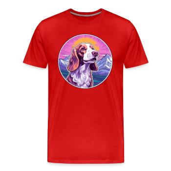 Irlandais rouge et blanc Setter chien race Cartoon Kawai - T-shirt bio Premium Homme - rouge - Devant - Damien (186cm)