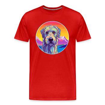 Irish Wolfhound Dog Breed Cartoon Kawaii Watercolo - Men's Premium Organic T-Shirt - red - Front - Damien (186cm)