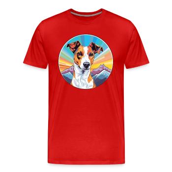 Glatter Foxterrier Hunderasse Cartoon Kawaii Waterc - Männer Premium Bio T-Shirt - Rot - Vorne - Damien (186cm)