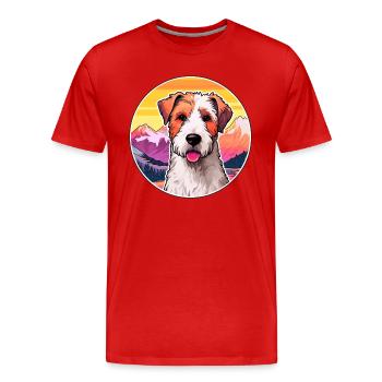 Draht Foxterrier Hunderasse Karikatur Kawaii Watercol - Männer Premium Bio T-Shirt - Rot - Vorne - Damien (186cm)