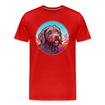 Wirehaired Pointing Griffon Dog Breed Cartoon Kawa - Men's Premium Organic T-Shirt - red - Front - Damien (186cm)