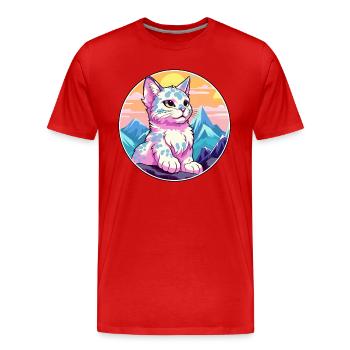 Australian Spotted Mist Cat Colorful Cartoon Water - Men's Premium Organic T-Shirt - red - Front - Damien (186cm)