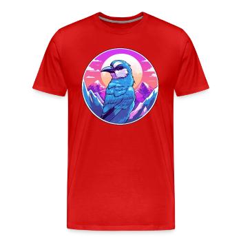 Geai bleu aquarelle dessin animé Kawaii animal de compagnie Animal Colo - T-shirt bio Premium Homme - rouge - Devant - Damien (186cm)