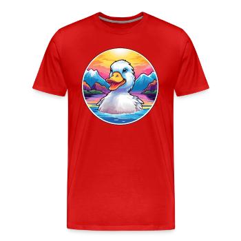 Canard Aquarelle Dessin Animé Kawaii Animal De Compagnie Coloré - T-shirt bio Premium Homme - rouge - Devant - Damien (186cm)