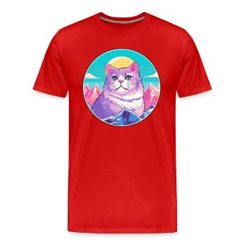 Australien Brume Chat Coloré Dessin Animé Aquarelle Il - T-shirt bio Premium Homme - rouge - Devant - Damien (186cm)