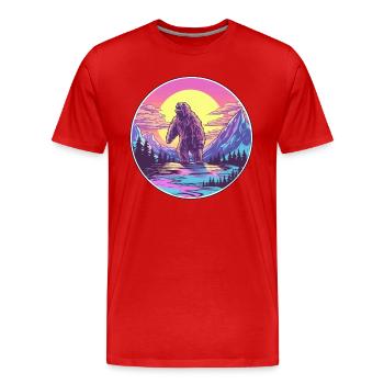 Big Foot Watercolor Cartoon Kawaii Pet Animal Colo - Men's Premium Organic T-Shirt - red - Front - Damien (186cm)