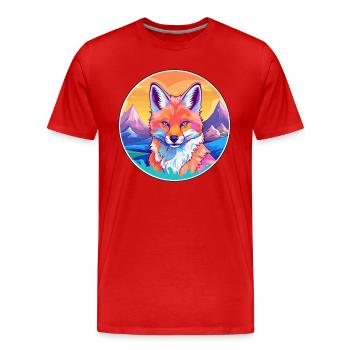 Fuchs Aquarell Karikatur Kawaii Haustier Tier Bunt - Männer Premium Bio T-Shirt - Rot - Vorne - Damien (186cm)