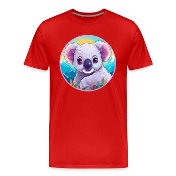 Koala Aquarell Karikatur Kawaii Haustier Tier Farbefu - Männer Premium Bio T-Shirt - Rot - Vorne - Damien (186cm)