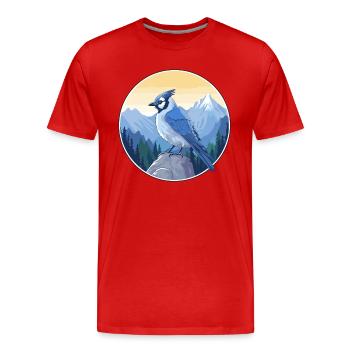 Geai bleu aquarelle dessin animé Kawaii animal de compagnie Animal Colo - T-shirt bio Premium Homme - rouge - Devant - Damien (186cm)