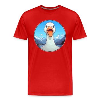 Goose Watercolor Cartoon Kawaii Pet Animal Colorfu - Men's Premium Organic T-Shirt - red - Front - Damien (186cm)