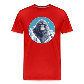 Big Foot Watercolor Cartoon Kawaii Pet Animal Colo - Men's Premium Organic T-Shirt - red - Front - Damien (186cm)