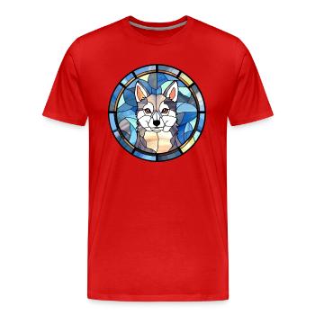 Alaska Klee Kai chien race vitrail coloré - T-shirt bio Premium Homme - rouge - Devant - Damien (186cm)