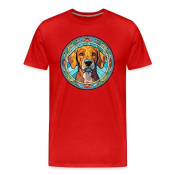 Alano Español chien race vitrail coloré Wat - T-shirt bio Premium Homme - rouge - Devant - Damien (186cm)