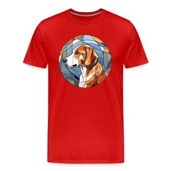Braque Auvergne Dog Breed Stained Glass Colorful W - Men's Premium Organic T-Shirt - red - Front - Damien (186cm)