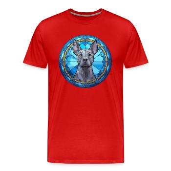 Blauer Thai Ridgeback Hund Rasse Buntglas Farbe - Männer Premium Bio T-Shirt - Rot - Vorne - Damien (186cm)