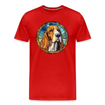 Bruno Jura Jagdhund Hunderasse Buntglas Bunt - Männer Premium Bio T-Shirt - Rot - Vorne - Damien (186cm)