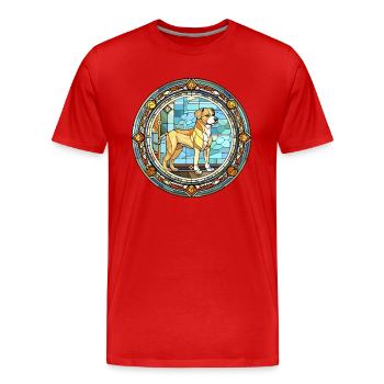 Chinese Imperial Dog Breed Stained Glass Colorful - Men's Premium Organic T-Shirt - red - Front - Damien (186cm)