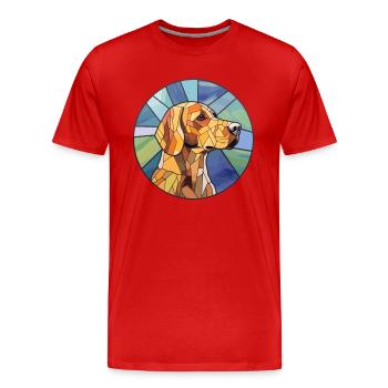 Braque Saint Germain chien race vitrail couleur - T-shirt bio Premium Homme - rouge - Devant - Damien (186cm)