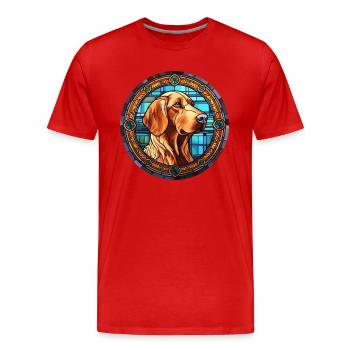 Cao de Castro Laboreiro Hunderasse Buntglas Co - Männer Premium Bio T-Shirt - Rot - Vorne - Damien (186cm)
