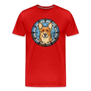 Carpathian Shepherd Dog Breed Stained Glass Colorf - Men's Premium Organic T-Shirt - red - Front - Damien (186cm)