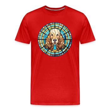 Corded Poodle Dog Breed Stained Glass Colorful Wat - Men's Premium Organic T-Shirt - red - Front - Damien (186cm)