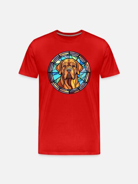 Bordeauxdogge Hunderasse Buntglas bunt - Männer Premium Bio T-Shirt - Rot