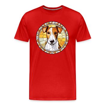 Foxterrier Glatte Hunderasse Buntglas Colorfu - Männer Premium Bio T-Shirt - Rot - Vorne - Damien (186cm)