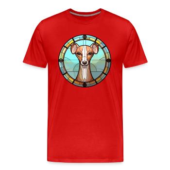 Lévrier italien chien race vitrail coloré - T-shirt bio Premium Homme - rouge - Devant - Damien (186cm)