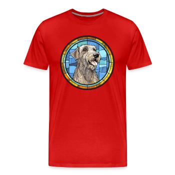 Irish Wolfhound Dog Breed Stained Glass Colorful W - Men's Premium Organic T-Shirt - red - Front - Damien (186cm)