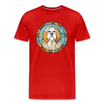 Chien de berger de l’Himalaya chien race vitrail Colorfu - T-shirt bio Premium Homme - rouge - Devant - Damien (186cm)
