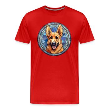 Kai Ken chien race vitrail coloré Watercolo - T-shirt bio Premium Homme - rouge - Devant - Damien (186cm)