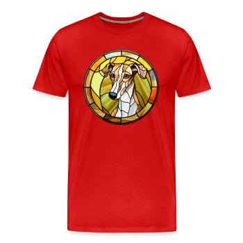 Lurcher chien race vitrail coloré Watercolo - T-shirt bio Premium Homme - rouge - Devant - Damien (186cm)