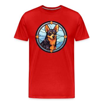 Lancashire Heeler Dog Breed Stained Glass Colorful - Men's Premium Organic T-Shirt - red - Front - Damien (186cm)
