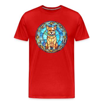 Moyenne asiatique Ovtcharka chien race vitrail Col - T-shirt bio Premium Homme - rouge - Devant - Damien (186cm)