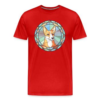 Norwegische Lundehund Hunderasse Buntglas Farbe - Männer Premium Bio T-Shirt - Rot - Vorne - Damien (186cm)