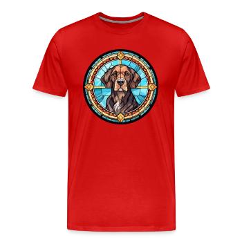 Chien de garde portugais chien race vitrail Colorf - T-shirt bio Premium Homme - rouge - Devant - Damien (186cm)