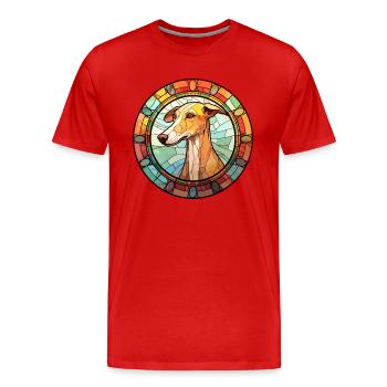 Vieux lévrier croate race chien vitrail Co - T-shirt bio Premium Homme - rouge - Devant - Damien (186cm)