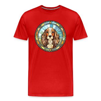 Picardie Spaniel Hunderasse Buntglas Bunt W - Männer Premium Bio T-Shirt - Rot - Vorne - Damien (186cm)