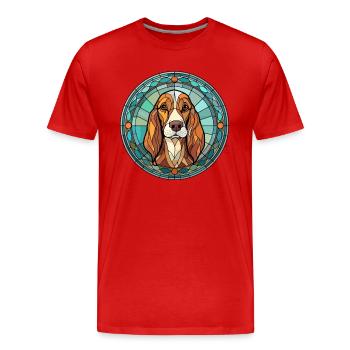 Arlequin russe chien chien race vitrail Co - T-shirt bio Premium Homme - rouge - Devant - Damien (186cm)