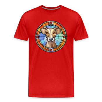 Chien lévrier polonais race vitrail coloré - T-shirt bio Premium Homme - rouge - Devant - Damien (186cm)