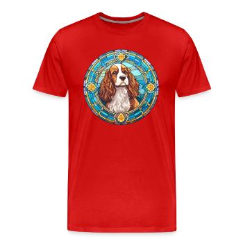 Saint Usuge Spaniel Hunderasse Buntglas Farbe - Männer Premium Bio T-Shirt - Rot - Vorne - Damien (186cm)
