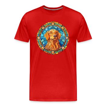 Slovensky Kopov Hunderasse Buntes Glas Bunt W - Männer Premium Bio T-Shirt - Rot - Vorne - Damien (186cm)