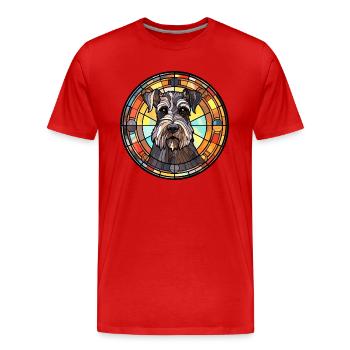 Standard Schnauzer chien race vitrail Colorfu - T-shirt bio Premium Homme - rouge - Devant - Damien (186cm)