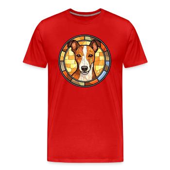 Glatter Foxterrier Hunderasse Buntglas Colorfu - Männer Premium Bio T-Shirt - Rot - Vorne - Damien (186cm)