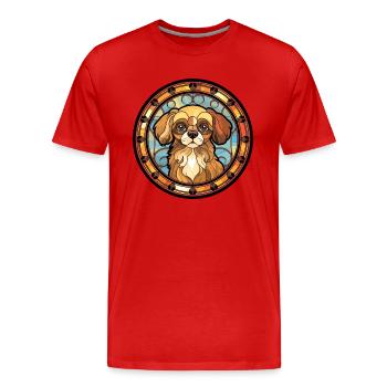 Tibetischer Spaniel Hunderasse Buntes Glas Buntes W - Männer Premium Bio T-Shirt - Rot - Vorne - Damien (186cm)