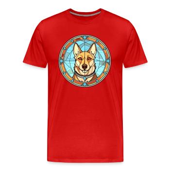 Sibérie occidentale Laika chien race vitrail Colorf - T-shirt bio Premium Homme - rouge - Devant - Damien (186cm)