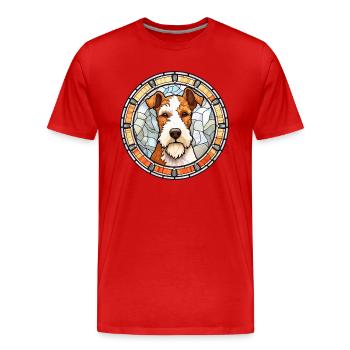 Draht Foxterrier Hunderasse Buntglas Bunt - Männer Premium Bio T-Shirt - Rot - Vorne - Damien (186cm)