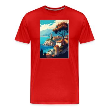 Antalya Decoration Turkey Vintage Travel Poster - Men's Premium Organic T-Shirt - red - Front - Damien (186cm)